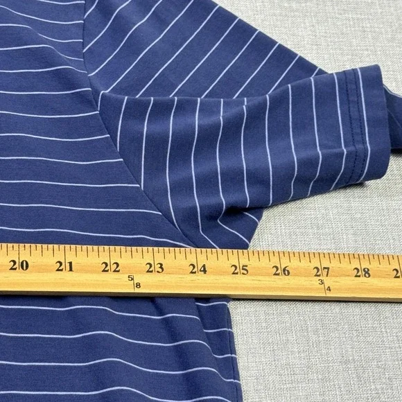 Peter Millar Polo Shirt Mens XL Blue Striped Mountainside Collection Pocket - Picture 5 of 10